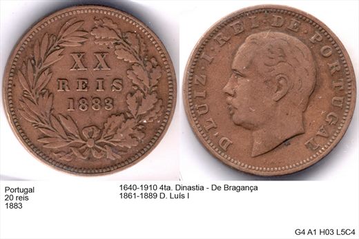 Portugal - Rei 20 - 1883 - G4 A1 H03 L5C4