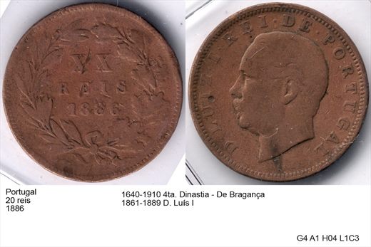 Portugal - Rei 20 - 1886 - G4 A1 H04 L1C3