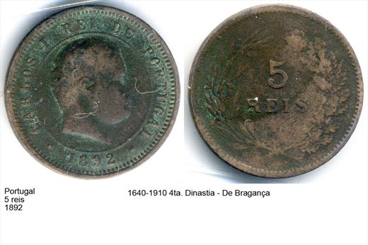 Portugal - Rei 5 - 1892 - G6 A1 H12 L7C6