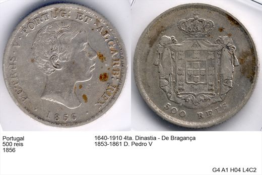 Portugal - Rei 500 - 1856 - G4 A1 H04 L4C2
