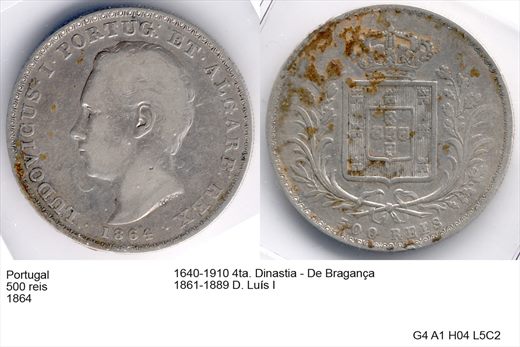 Portugal - Rei 500 - 1864 - G4 A1 H04 L5C2