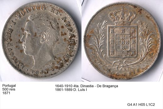 Portugal - Rei 500 - 1871 - G4 A1 H05