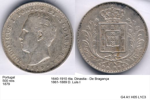 Portugal - Rei 500 - 1879 - G4 A1 H05 L1C3