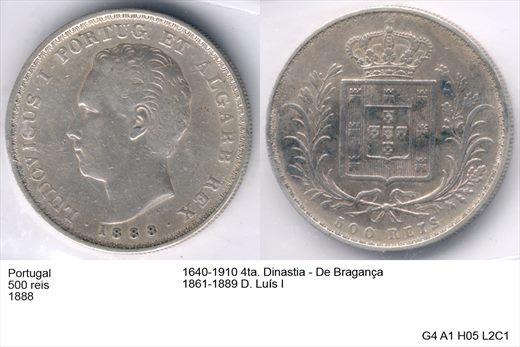 Portugal - Rei 500 - 1888 - G4 A1 H05 L2C1