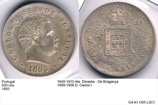 Portugal - Rei 500 - 1893 - G4 A1 H05 L3C1