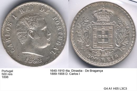 Portugal - Rei 500 - 1898 - G4 A1 H05 L3C3