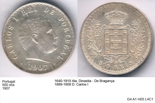 Portugal - Rei 500 - 1907 - G4 A1 H05 L4C1