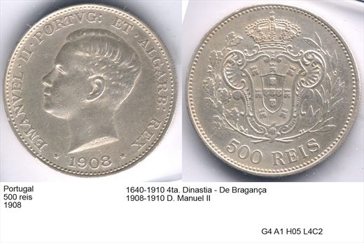 Portugal - Rei 500 - 1908 - G4 A1 H05 L4C2