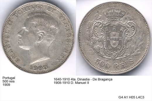 Portugal - Rei 500 - 1909 - G4 A1 H05 L4C3