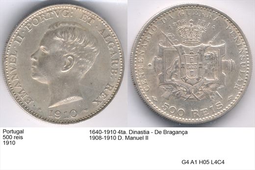 Portugal - Rei 500 - 1910 - G4 A1 H05 L4C4