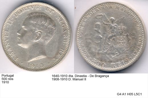 Portugal - Rei 500 - 1910 - G4 A1 H05 L5C1