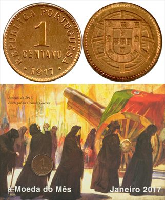 Portugal - Centavo 1 - 1917 (Moeda do Mes Janeiro 2017)