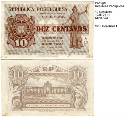 Portugal - Centavo 10 - 1925-04-11 - Serie A23