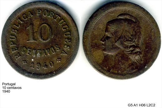 Portugal - Centavo 10 - 1940 - G5 A1 H06 L2C2