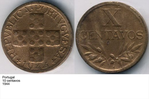 Portugal - Centavo 10 - 1944 - G6 A1 H10 L5C1