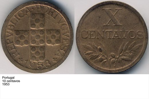 Portugal - Centavo 10 - 1953 - G6 A1 H10 L6C4