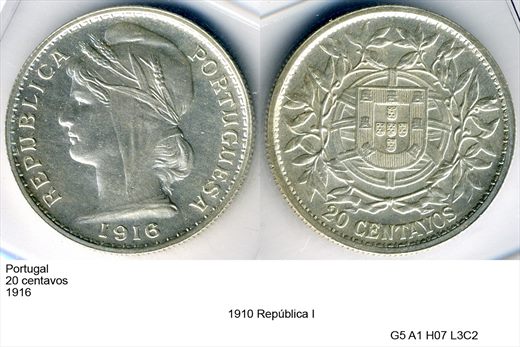 Portugal - Centavo 20 - 1916 - G5 A1 H07 L3C2