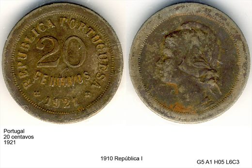 Portugal - Centavo 20 - 1921 - G5 A1 H05 L6C3