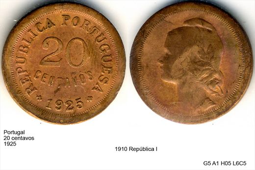 Portugal - Centavo 20 - 1925 - G5 A1 H05 L6C5