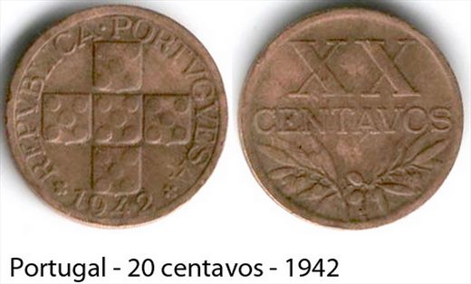 Portugal - centavo 20 - 1942