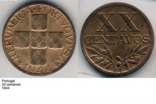 Portugal - Centavo 20 - 1944 - G6 A1 H10 L1C3