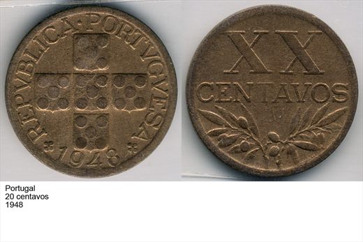 Portugal - Centavo 20 - 1948 - G6 A1 H10 L1C5