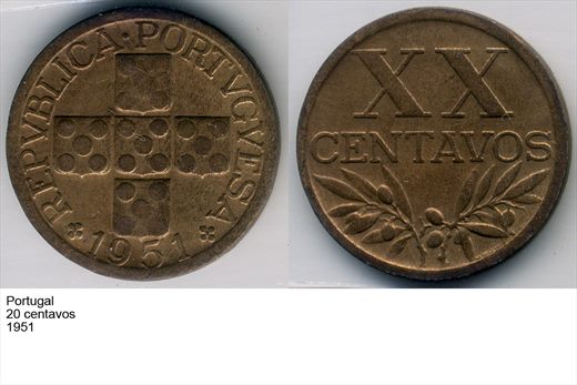 Portugal - Centavo 20 - 1951 - G6 A1 H10 L4C2