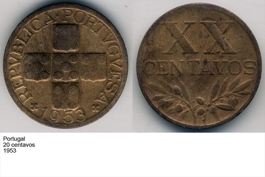 Portugal - Centavo 20 - 1953 - G6 A1 H10 L4C4