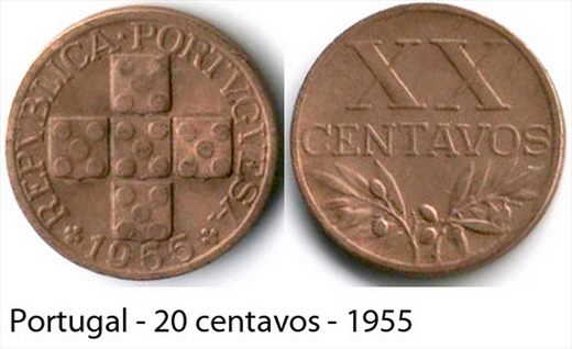Portugal - centavo 20 - 1955