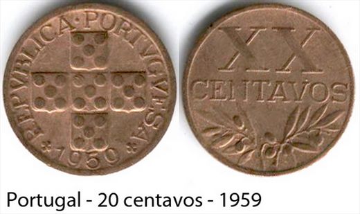 Portugal - centavo 20 - 1959