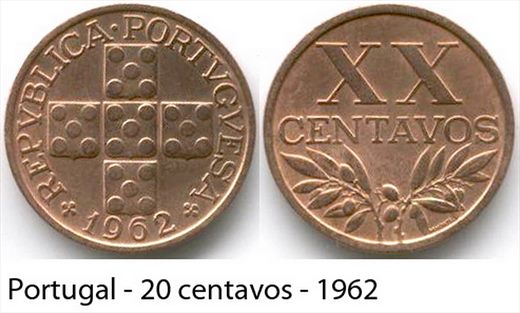 Portugal - centavo 20 - 1962