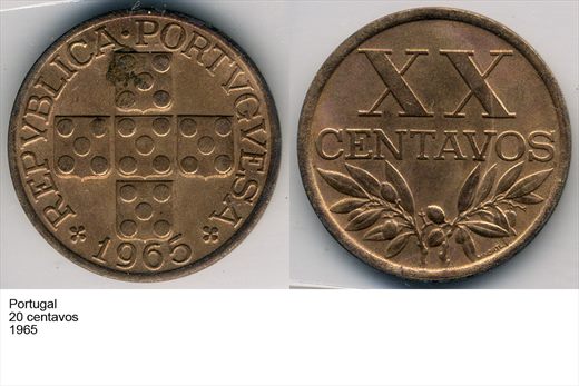 Portugal - Centavo 20 - 1965 - G6 A1 H10 L3C3