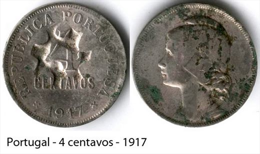 Portugal - centavo 4 - 1917 (Carimbo)