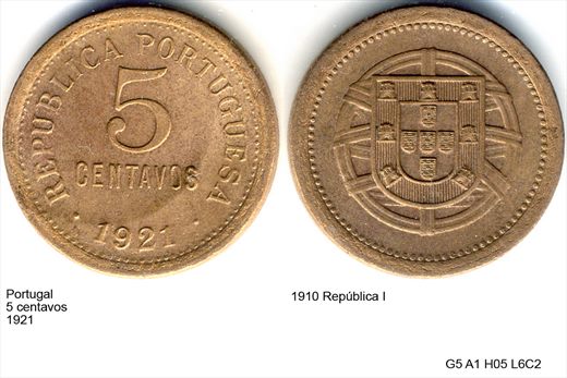 Portugal - Centavo 5 - 1921 - G5 A1 H05 L6C2