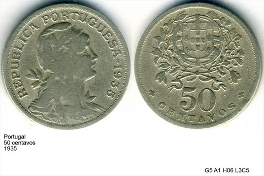 Portugal - Centavo 50 - 1935 - G5 A1 H06 L3C5
