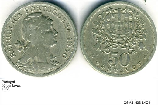 Portugal - Centavo 50 - 1938 - G5 A1 H06 L4C1