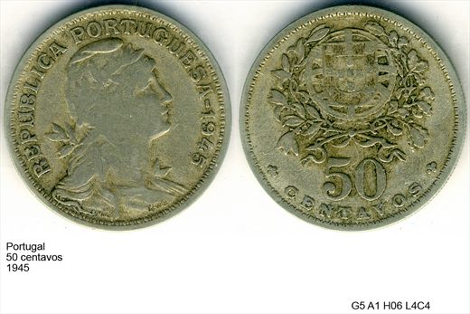 Portugal - Centavo 50 - 1945 - G5 A1 H06 L4C4
