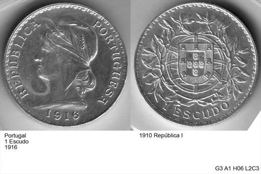 Portugal - Escudo 1 - 1916 - G3 A1 H06 L2C3
