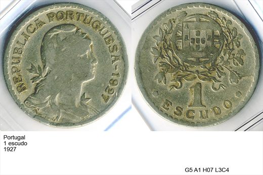 Portugal - Escudo 1 - 1927 - G5 A1 H07 L3C4