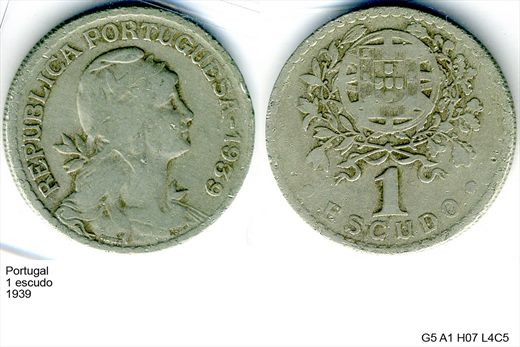 Portugal - Escudo 1 - 1939 - G5 A1 H07 L4C5