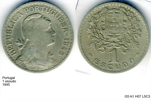 Portugal - Escudo 1 - 1945 - G5 A1 H07 L5C3