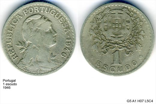 Portugal - Escudo 1 - 1946 - G5 A1 H07 L5C4