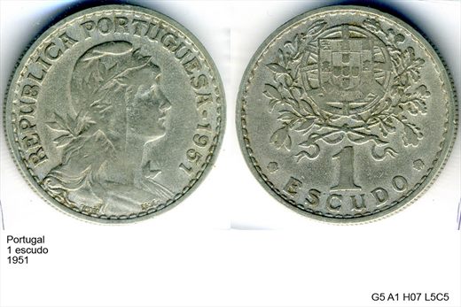 Portugal - Escudo 1 - 1951 - G5 A1 H07 L5C5