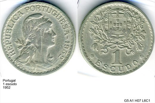 Portugal - Escudo 1 - 1952 - G5 A1 H07 L6C1