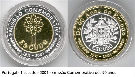 Portugal - Escudo 1 - 2001 (90 anos do Escudo) proof