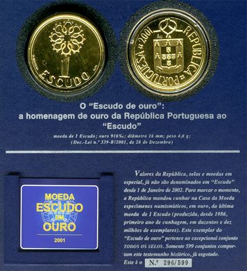 Portugal - Escudo 1 - 2001 Ouro