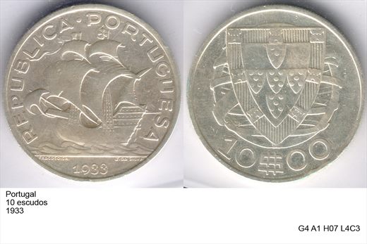Portugal - Escudo 10 - 1933 - G4 A1 H07 L4C3