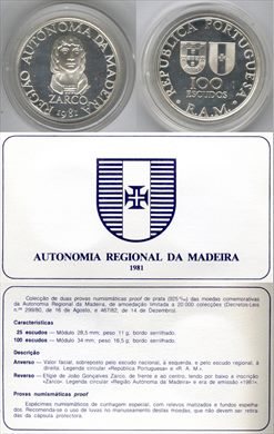 Portugal - Escudo 100 - 1981 Madeira proof