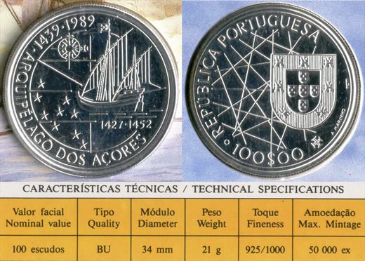 Portugal - Escudo 100 - 1989 (Arquipelago dos Acores) proof