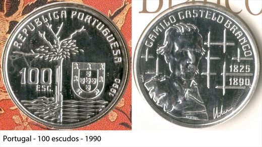 Portugal - Escudo 100 - 1990 (Camilo Castelo Branco) proof